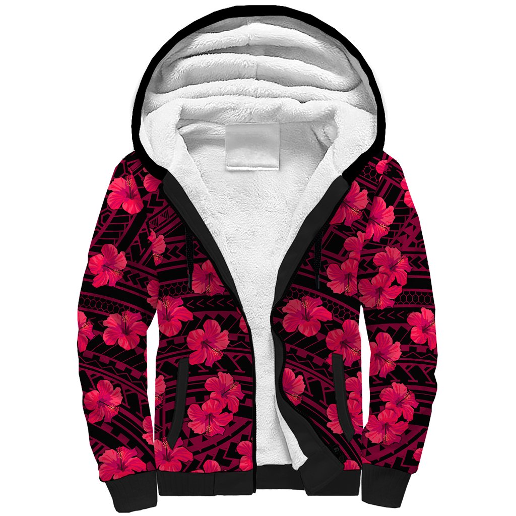 Polynesian Pride Hawaii Style With Hibiscus Sherpa Hoodie Pink LT9 Unisex Pink - Polynesian Pride