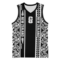 Custom New Zealand Football White Fern Supporter Basketball Jersey LT9 Unisex Black - Polynesian Pride