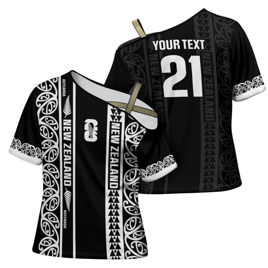 Custom New Zealand Football White Fern Supporter Cross Shoulder Shirt LT9 - Polynesian Pride