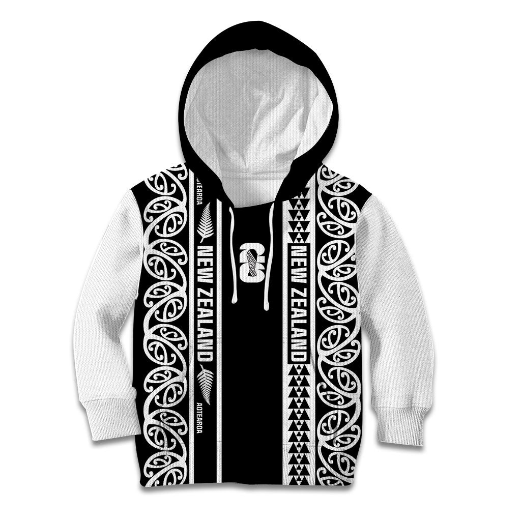 Custom New Zealand Football White Fern Supporter Kid Hoodie LT9 Hoodie Black - Polynesian Pride