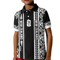 Custom New Zealand Football White Fern Supporter Kid Polo Shirt LT9 Kid Black - Polynesian Pride