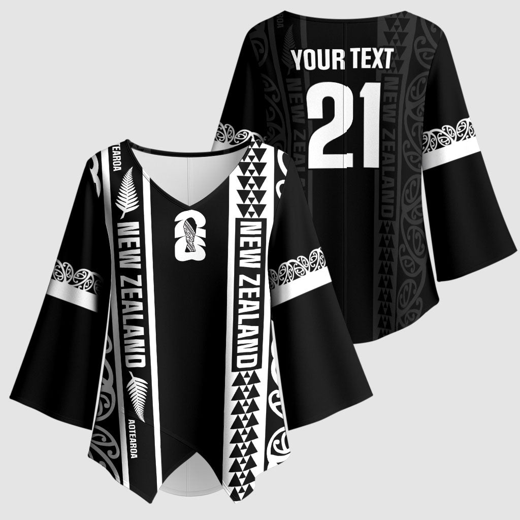 Custom New Zealand Football White Fern Supporter Kimono Sleeve Blouse LT9 - Polynesian Pride