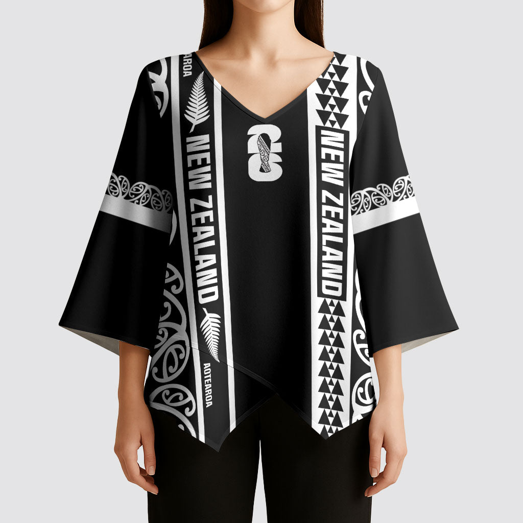 Custom New Zealand Football White Fern Supporter Kimono Sleeve Blouse LT9 - Polynesian Pride