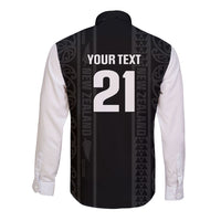 Custom New Zealand Football White Fern Supporter Long Sleeve Button Shirt