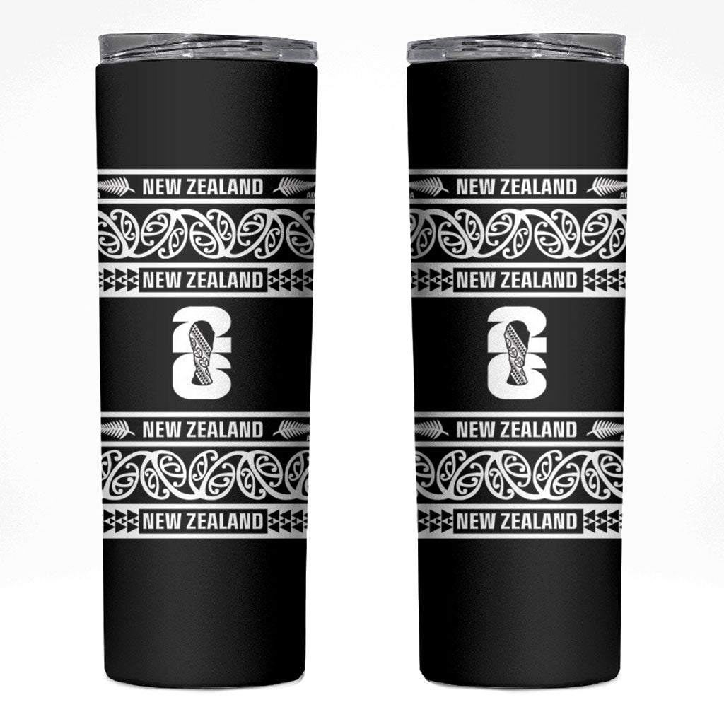 New Zealand Football White Fern Supporter Skinny Tumbler LT9 Black - Polynesian Pride
