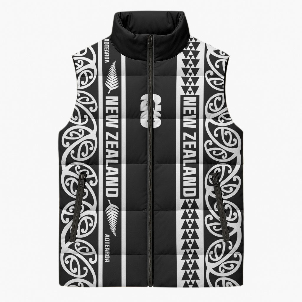 Custom New Zealand Football White Fern Supporter Sleeveless Puffer Jacket