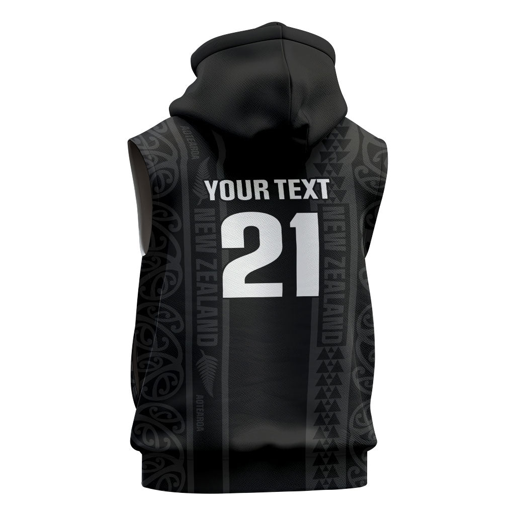 Custom New Zealand Football White Fern Supporter Sleeveless Zip Hoodie LT9 - Polynesian Pride