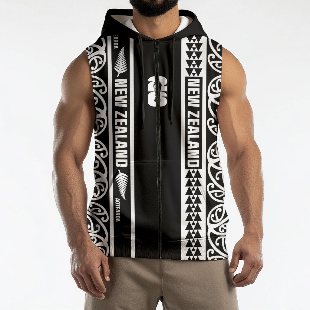 Custom New Zealand Football White Fern Supporter Sleeveless Zip Hoodie LT9 - Polynesian Pride