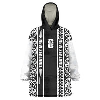 Custom New Zealand Football White Fern Supporter Wearable Blanket Hoodie LT9 One Size Black - Polynesian Pride