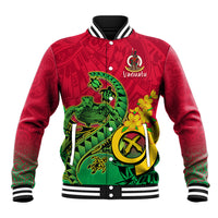 Personalised Vanuatu Islands Baseball Jacket Polynesian Tattoo and Sea Turtle LT9 Unisex Green - Polynesian Pride