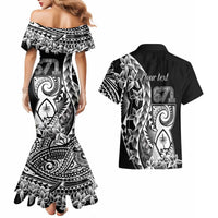 671 Guam Personalised Couples Matching Mermaid Dress and Hawaiian Shirt Latte Stone Tribal LT9 - Polynesian Pride