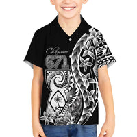 671 Guam Personalised Family Matching Long Sleeve Bodycon Dress and Hawaiian Shirt Latte Stone Tribal LT9 Son's Shirt Black - Polynesian Pride