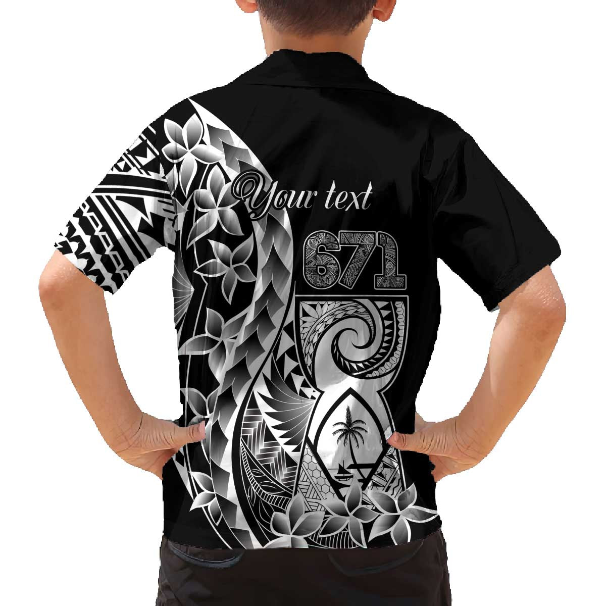 671 Guam Personalised Family Matching Off The Shoulder Long Sleeve Dress and Hawaiian Shirt Latte Stone Tribal LT9 - Polynesian Pride