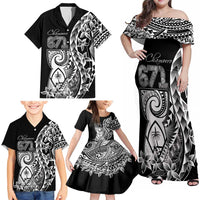 671 Guam Personalised Family Matching Off Shoulder Maxi Dress and Hawaiian Shirt Latte Stone Tribal LT9 - Polynesian Pride