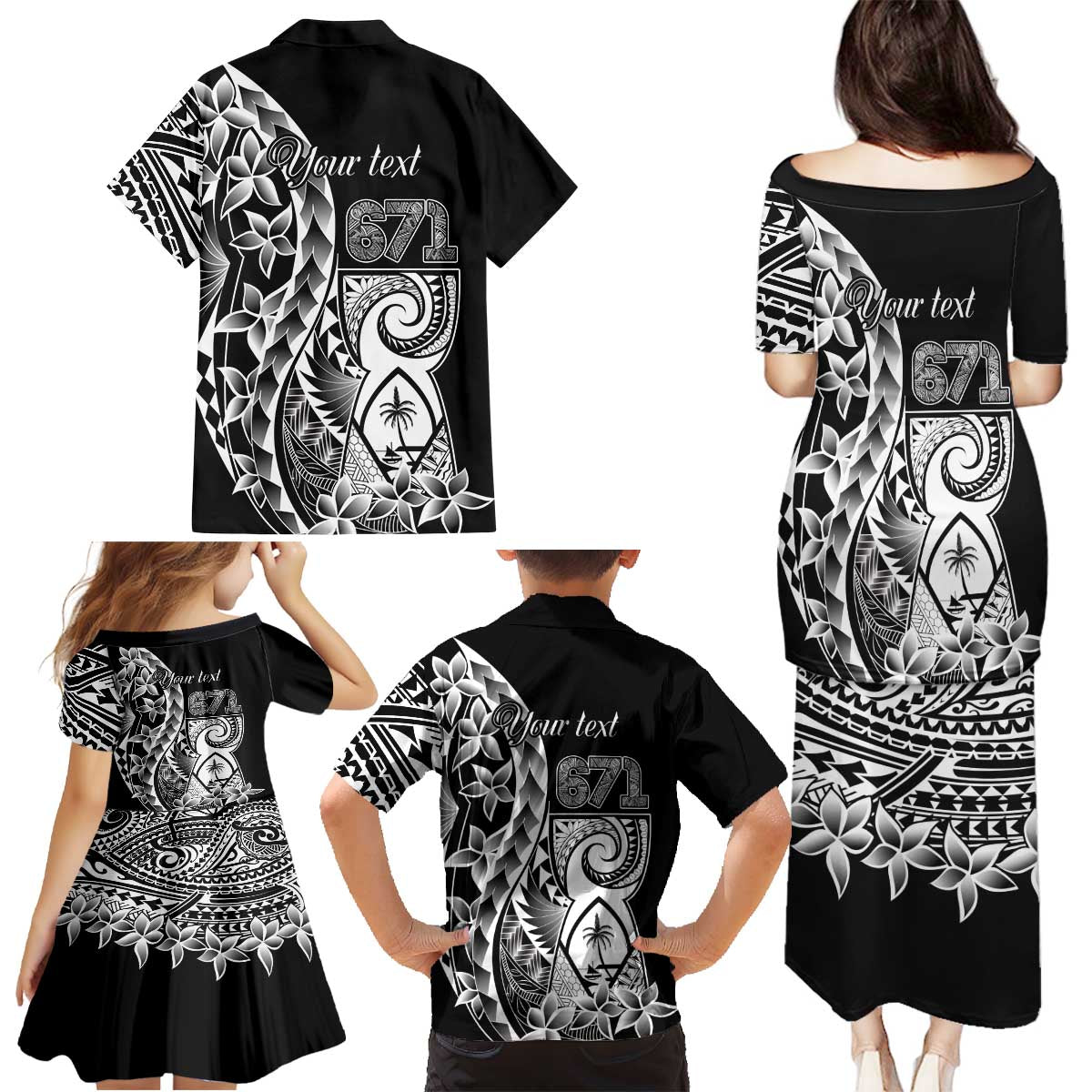 671 Guam Personalised Family Matching Puletasi and Hawaiian Shirt Latte Stone Tribal LT9 - Polynesian Pride