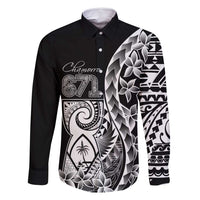 671 Guam Personalised Family Matching Tank Maxi Dress and Hawaiian Shirt Latte Stone Tribal LT9 Dad's Shirt - Long Sleeve Black - Polynesian Pride