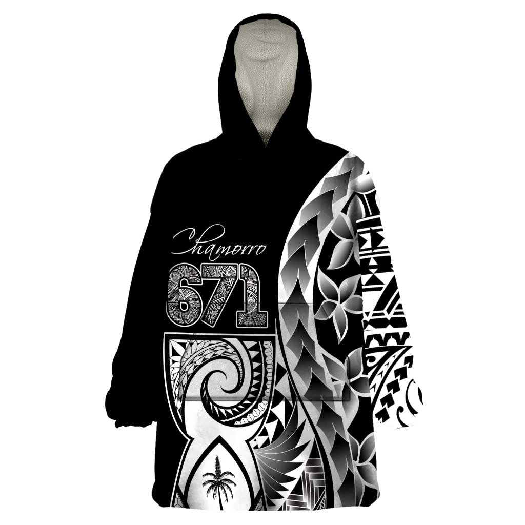 671 Guam Personalised Wearable Blanket Hoodie Latte Stone Tribal LT9 One Size Black - Polynesian Pride