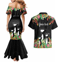 671 Guam Personalised Couples Matching Mermaid Dress and Hawaiian Shirt Latte Stone and Tropical Flowers LT9 - Polynesian Pride