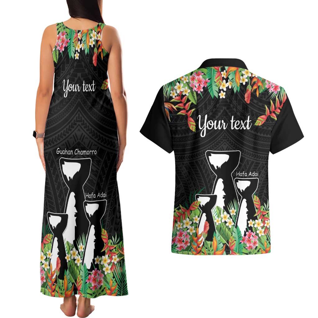 671 Guam Personalised Couples Matching Tank Maxi Dress and Hawaiian Shirt Latte Stone and Tropical Flowers LT9 - Polynesian Pride