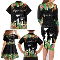671 Guam Personalised Family Matching Long Sleeve Bodycon Dress and Hawaiian Shirt Latte Stone and Tropical Flowers LT9 - Polynesian Pride