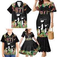 671 Guam Personalised Family Matching Mermaid Dress and Hawaiian Shirt Latte Stone and Tropical Flowers LT9 - Polynesian Pride