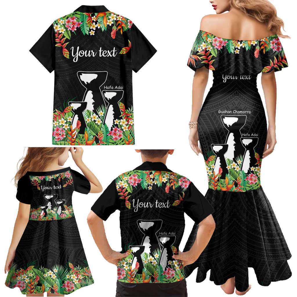 671 Guam Personalised Family Matching Mermaid Dress and Hawaiian Shirt Latte Stone and Tropical Flowers LT9 - Polynesian Pride
