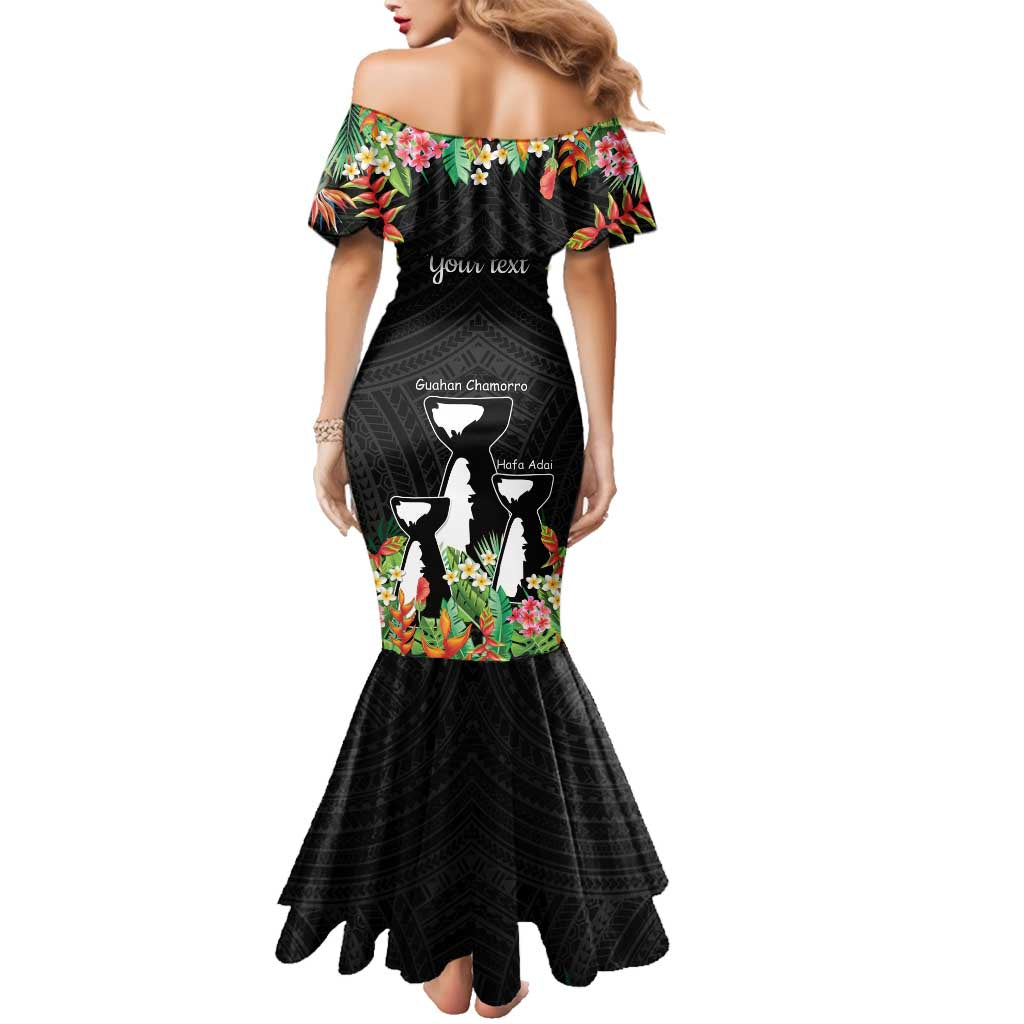 671 Guam Personalised Family Matching Mermaid Dress and Hawaiian Shirt Latte Stone and Tropical Flowers LT9 - Polynesian Pride