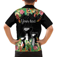 671 Guam Personalised Family Matching Off The Shoulder Long Sleeve Dress and Hawaiian Shirt Latte Stone and Tropical Flowers LT9 - Polynesian Pride