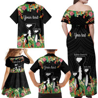 671 Guam Personalised Family Matching Off Shoulder Maxi Dress and Hawaiian Shirt Latte Stone and Tropical Flowers LT9 - Polynesian Pride