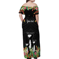 671 Guam Personalised Family Matching Off Shoulder Maxi Dress and Hawaiian Shirt Latte Stone and Tropical Flowers LT9 - Polynesian Pride