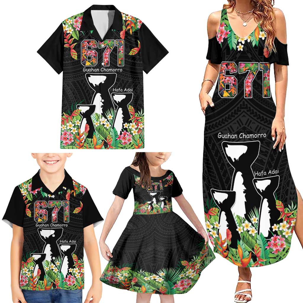 671 Guam Personalised Family Matching Summer Maxi Dress and Hawaiian Shirt Latte Stone and Tropical Flowers LT9 - Polynesian Pride