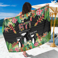 671 Guam Personalised Sarong Latte Stone and Tropical Flowers LT9 One Size 44 x 66 inches Black - Polynesian Pride