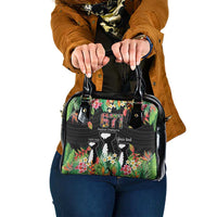 671 Guam Personalised Shoulder Handbag Latte Stone and Tropical Flowers LT9 One Size Black - Polynesian Pride