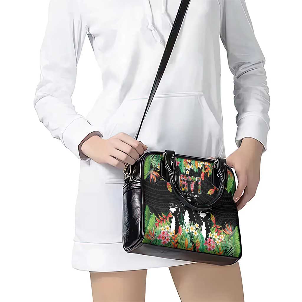 671 Guam Personalised Shoulder Handbag Latte Stone and Tropical Flowers LT9 - Polynesian Pride