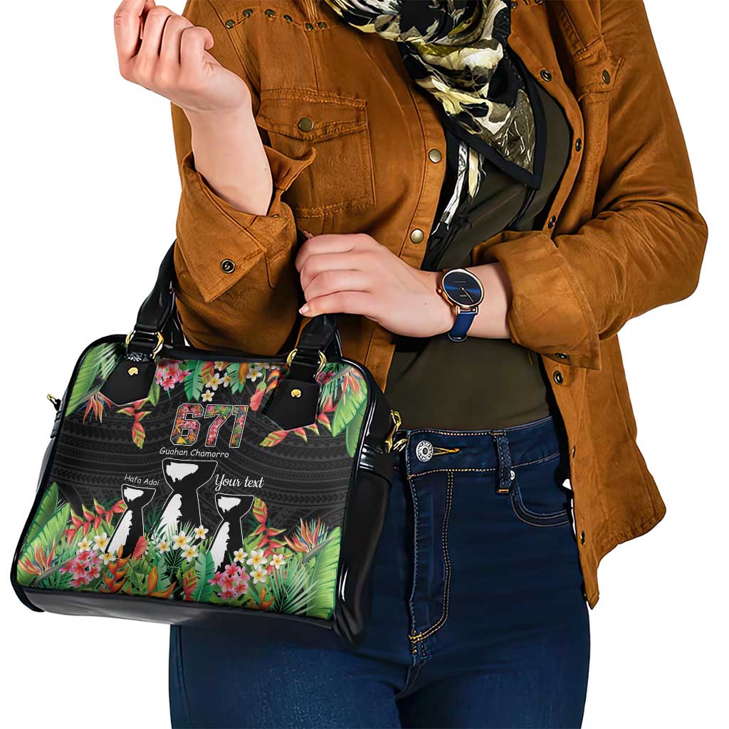 671 Guam Personalised Shoulder Handbag Latte Stone and Tropical Flowers LT9 - Polynesian Pride