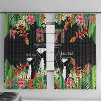 671 Guam Personalised Window Curtain Latte Stone and Tropical Flowers LT9 With Hooks Black - Polynesian Pride