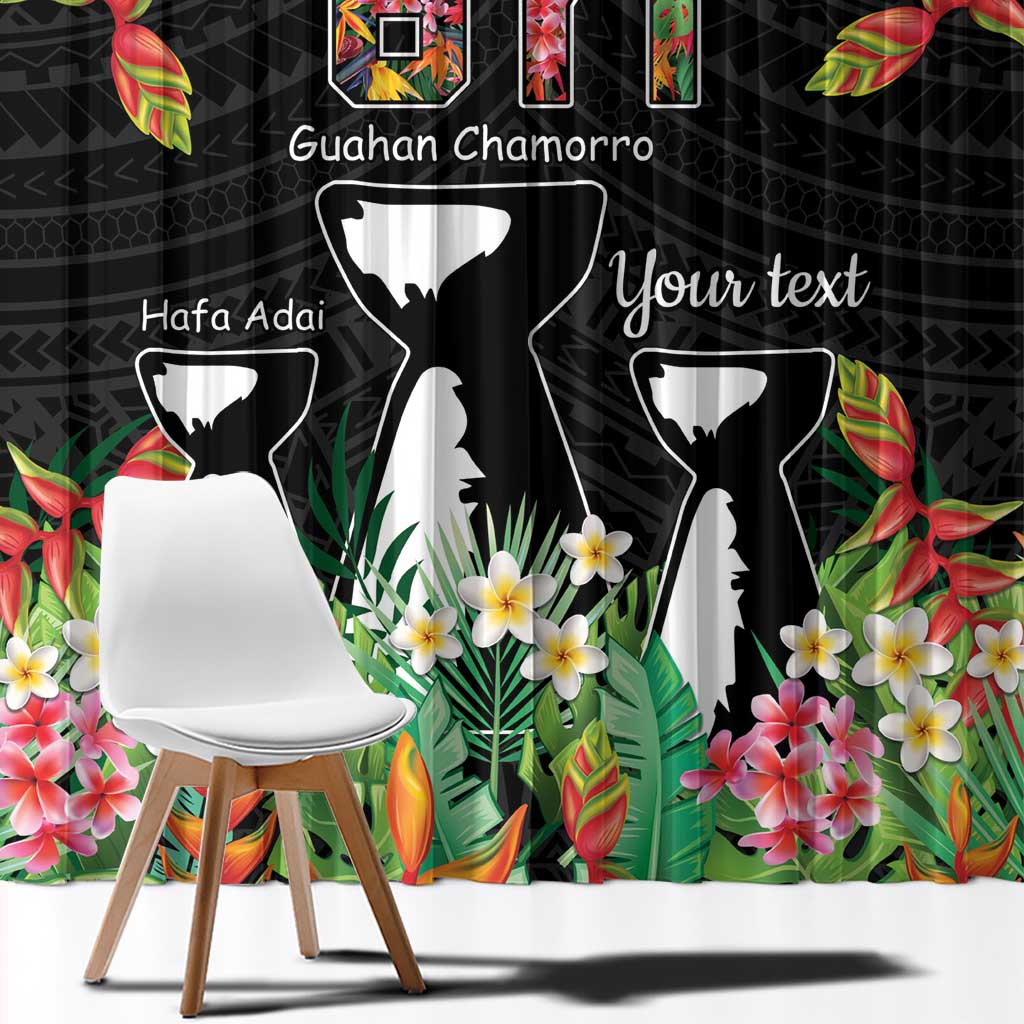 671 Guam Personalised Window Curtain Latte Stone and Tropical Flowers LT9 - Polynesian Pride