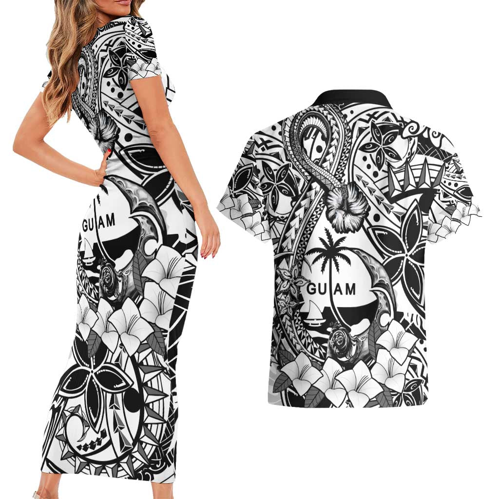 Guam Hafa Adai Guasali Flowers Couples Matching Short Sleeve Bodycon Dress and Hawaiian Shirt LT9 - Polynesian Pride