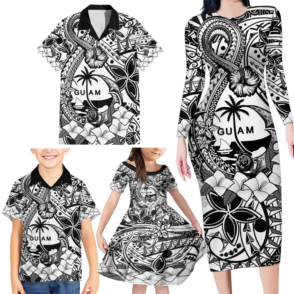 Guam Hafa Adai Guasali Flowers Family Matching Long Sleeve Bodycon Dress and Hawaiian Shirt LT9 - Polynesian Pride
