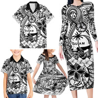 Guam Hafa Adai Guasali Flowers Family Matching Long Sleeve Bodycon Dress and Hawaiian Shirt LT9 - Polynesian Pride