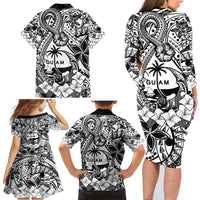 Guam Hafa Adai Guasali Flowers Family Matching Long Sleeve Bodycon Dress and Hawaiian Shirt LT9 - Polynesian Pride