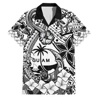 Guam Hafa Adai Guasali Flowers Family Matching Mermaid Dress and Hawaiian Shirt LT9 Dad's Shirt - Short Sleeve Black - Polynesian Pride