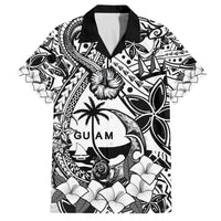 Guam Hafa Adai Guasali Flowers Family Matching Off The Shoulder Long Sleeve Dress and Hawaiian Shirt LT9 Dad's Shirt - Short Sleeve Black - Polynesian Pride