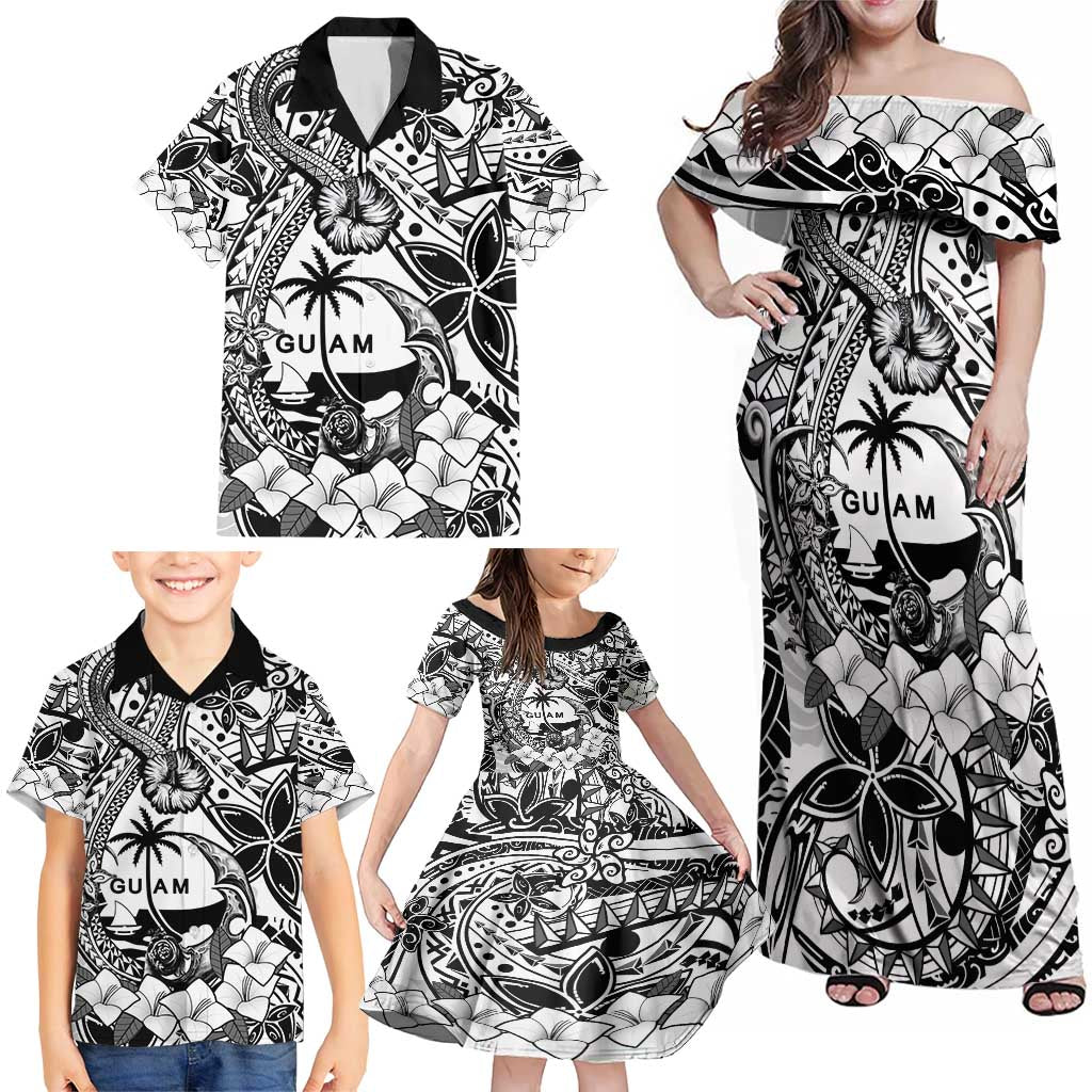 Guam Hafa Adai Guasali Flowers Family Matching Off Shoulder Maxi Dress and Hawaiian Shirt LT9 - Polynesian Pride