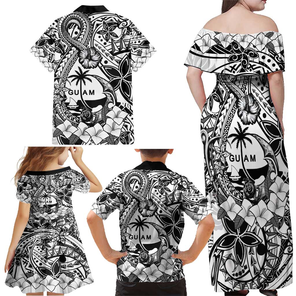 Guam Hafa Adai Guasali Flowers Family Matching Off Shoulder Maxi Dress and Hawaiian Shirt LT9 - Polynesian Pride