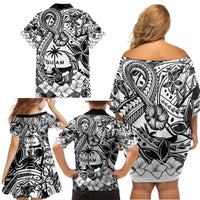Guam Hafa Adai Guasali Flowers Family Matching Off Shoulder Short Dress and Hawaiian Shirt LT9 - Polynesian Pride