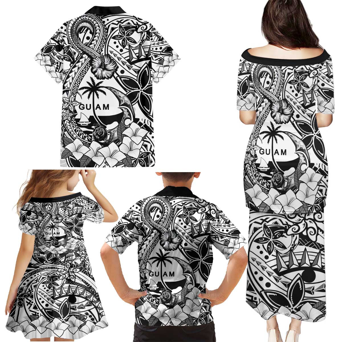 Guam Hafa Adai Guasali Flowers Family Matching Puletasi and Hawaiian Shirt LT9 - Polynesian Pride