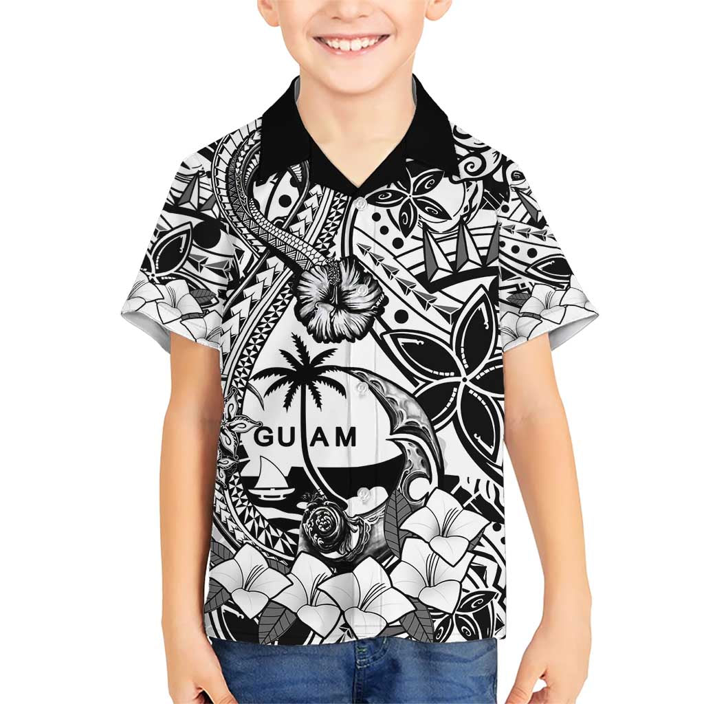 Guam Hafa Adai Guasali Flowers Family Matching Short Sleeve Bodycon Dress and Hawaiian Shirt LT9 Son's Shirt Black - Polynesian Pride