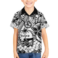 Guam Hafa Adai Guasali Flowers Family Matching Summer Maxi Dress and Hawaiian Shirt LT9 Son's Shirt Black - Polynesian Pride