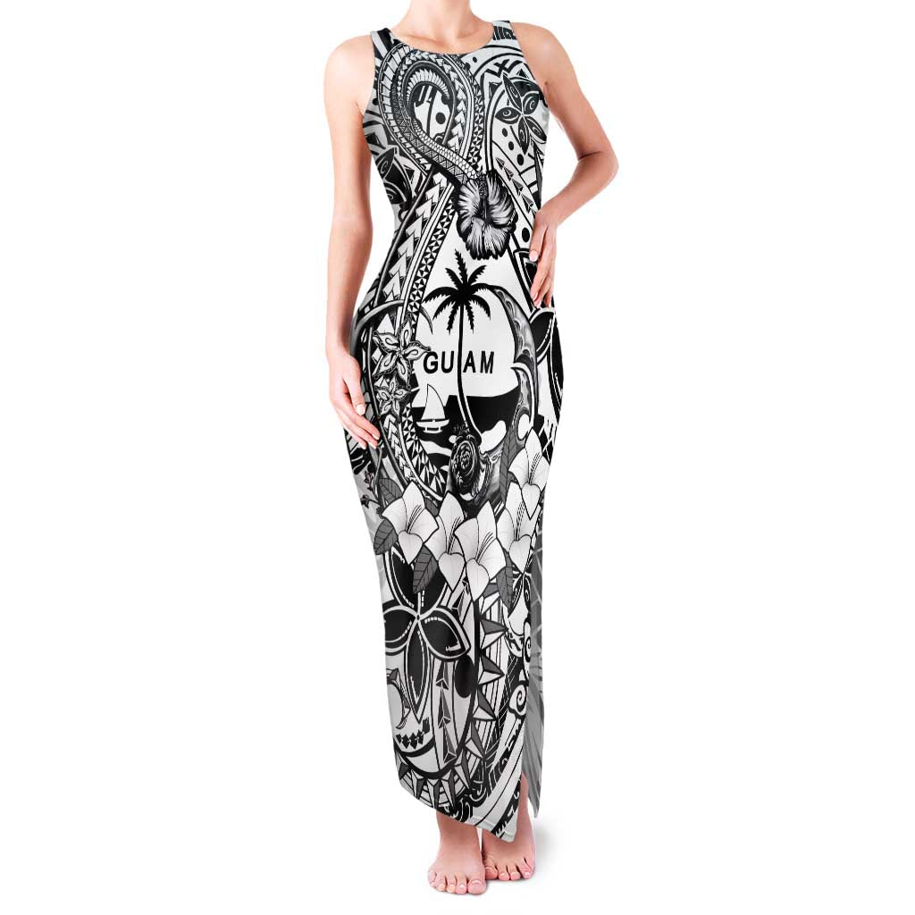 Guam Hafa Adai Guasali Flowers Family Matching Tank Maxi Dress and Hawaiian Shirt LT9 Mom's Dress Black - Polynesian Pride